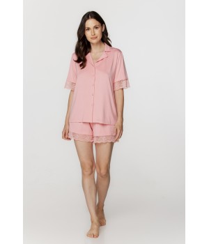 Pijama micromodal rosa frontal shorty